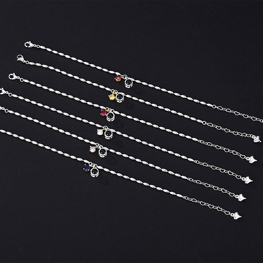 Customized birthstone and photo Circle Photo Bracelet Projection Bracelets - MERGE.DAY.1.FREESTYLE