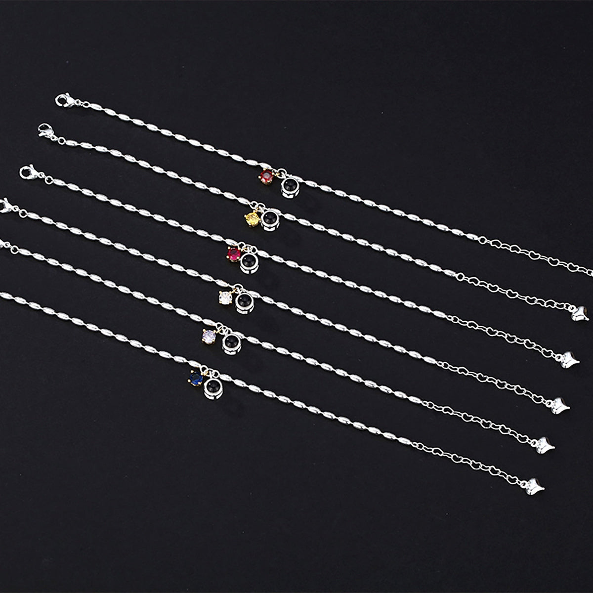 Customized birthstone and photo Circle Photo Bracelet Projection Bracelets - MERGE.DAY.1.FREESTYLE