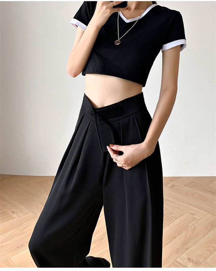 Casual Baggy Trousers Women Summer High-Waist Pants Loose Straight Mopping Pants - MERGE.DAY.1.FREESTYLE