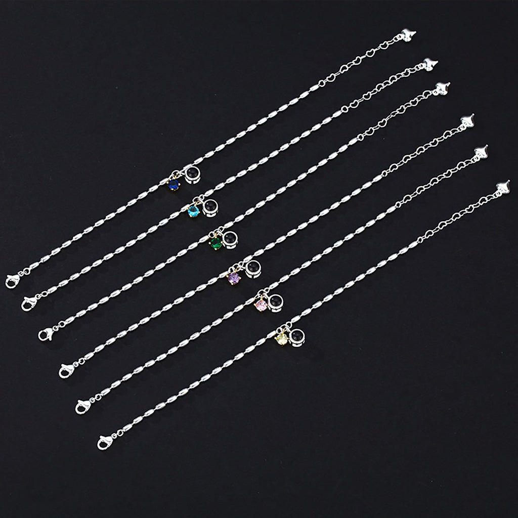 Customized birthstone and photo Circle Photo Bracelet Projection Bracelets - MERGE.DAY.1.FREESTYLE
