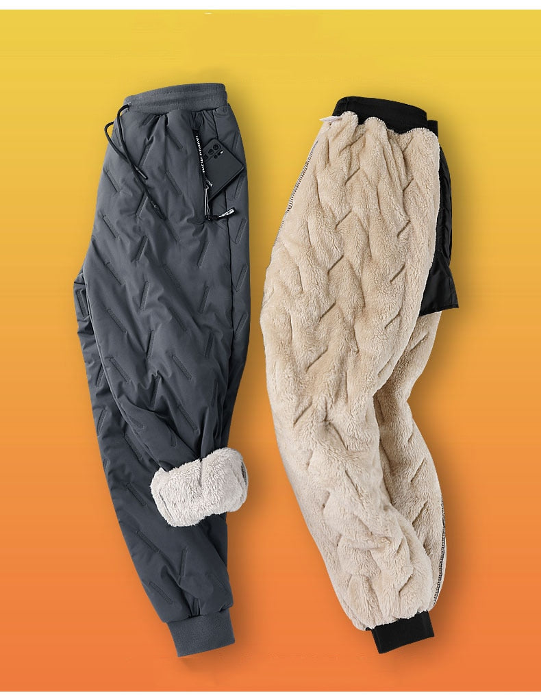 Winter Zip Pockets Thicken Fleece Sweatpants Joggers Water Proof Thermal Trousers - MERGE.DAY.1.FREESTYLE