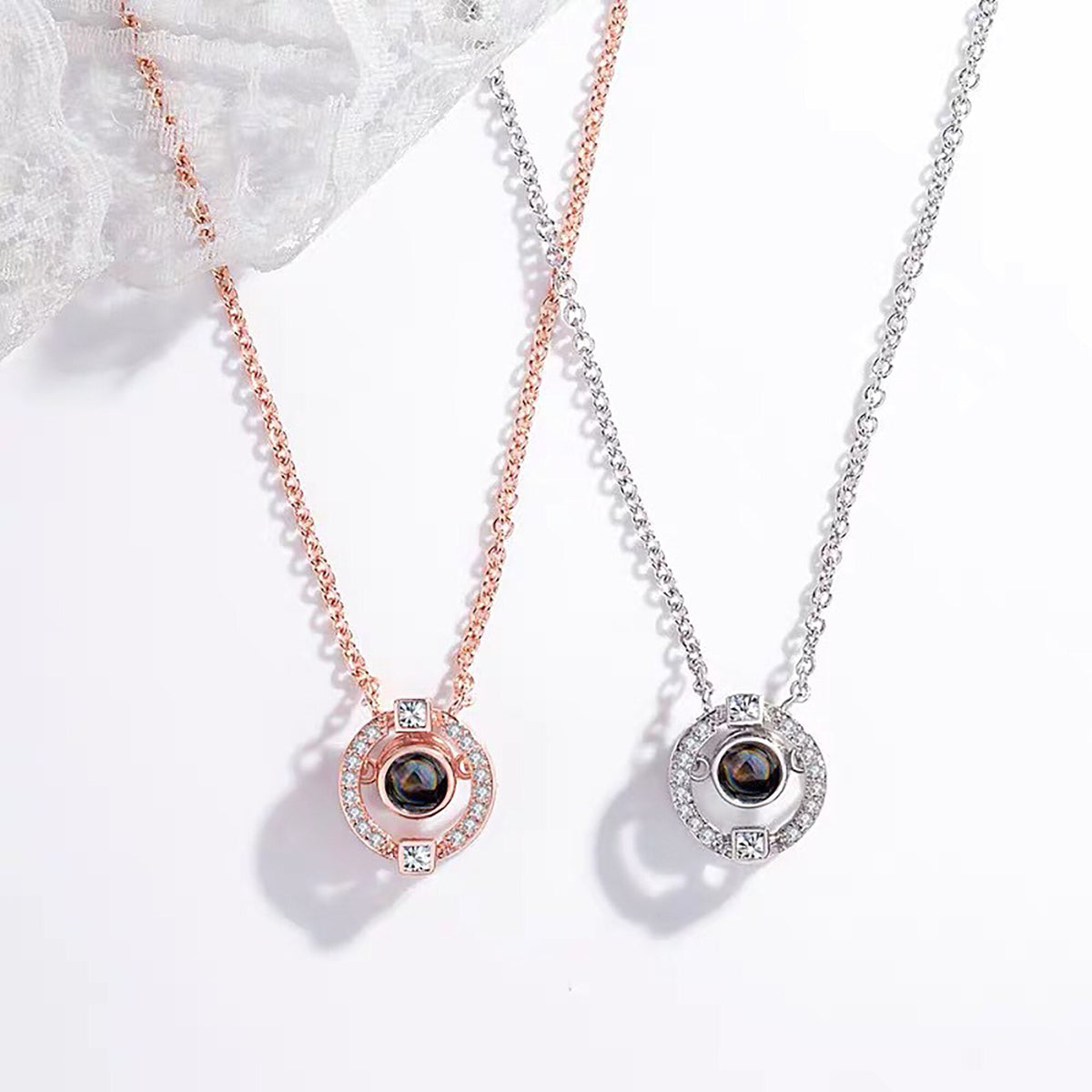 Customizable photo circle Projection Necklace Creative Pendant is a Commemorative Gift - MERGE.DAY.1.FREESTYLE