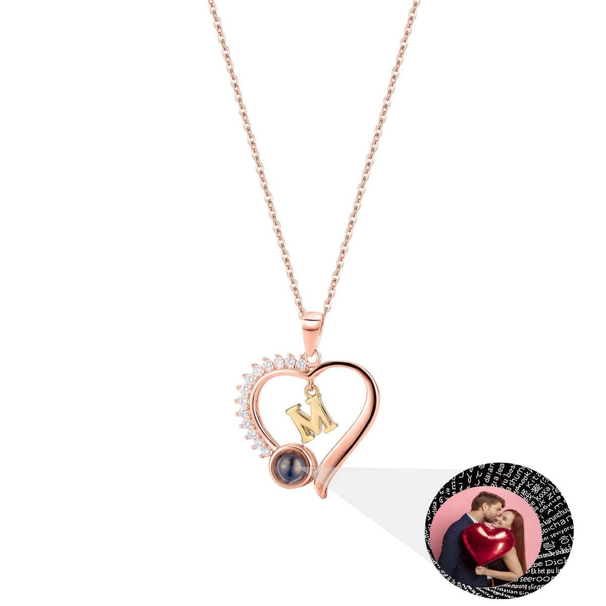 letter necklace Simple Heart Shaped Photo Custom Projection Necklace - MERGE.DAY.1.FREESTYLE