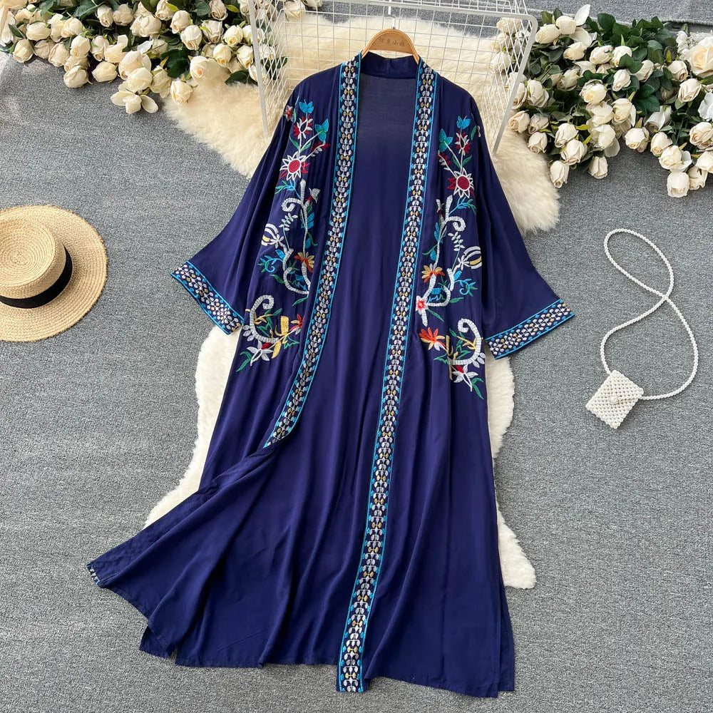 Retro Embroidery Sun Protection Shirt Chiffon Long Streetwear - MERGE.DAY.1.FREESTYLE