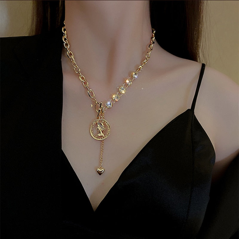 Metal Love Heart Cupid Pendants Female Clavicle Chain Light Luxury Niche Design Necklace - MERGE.DAY.1.FREESTYLE