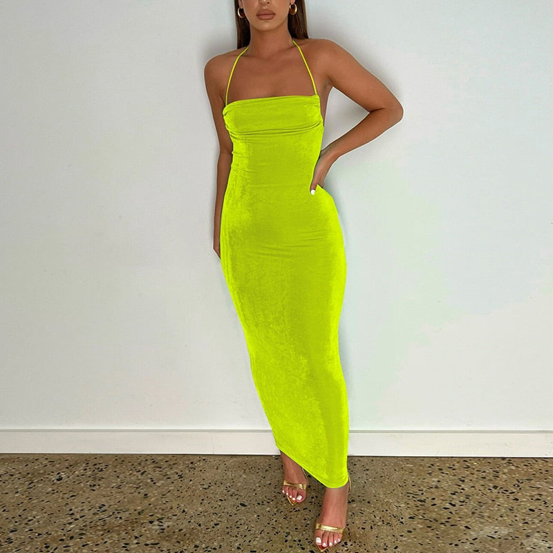 Collar Backless Sleeveless Drawstrings Hollow Out Slit Sexy Maxi Prom Dress - MERGE.DAY.1.FREESTYLE
