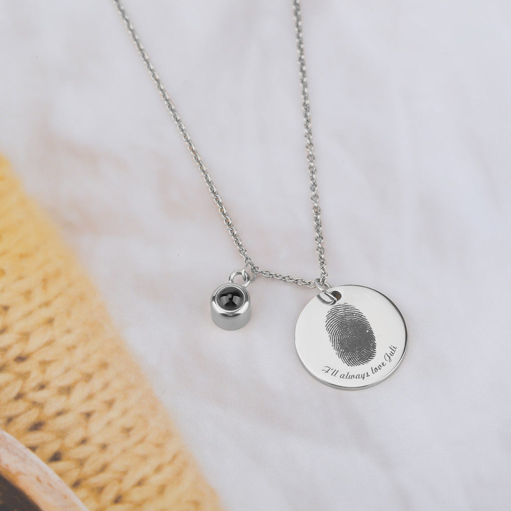 Fingerprint necklace with customizable photos Projection Necklace Pendant Jewelry - MERGE.DAY.1.FREESTYLE