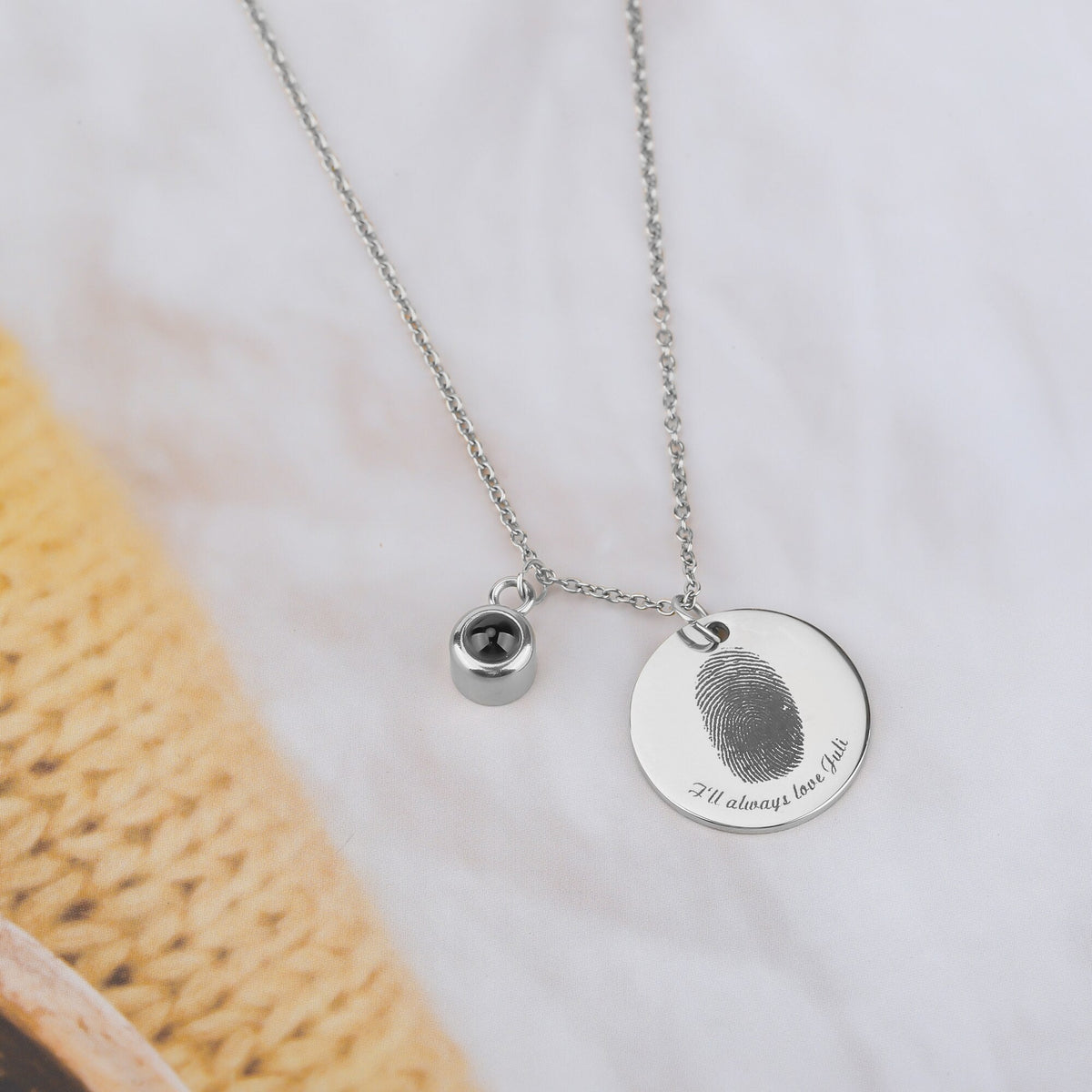 Fingerprint necklace with customizable photos Projection Necklace Pendant Jewelry - MERGE.DAY.1.FREESTYLE