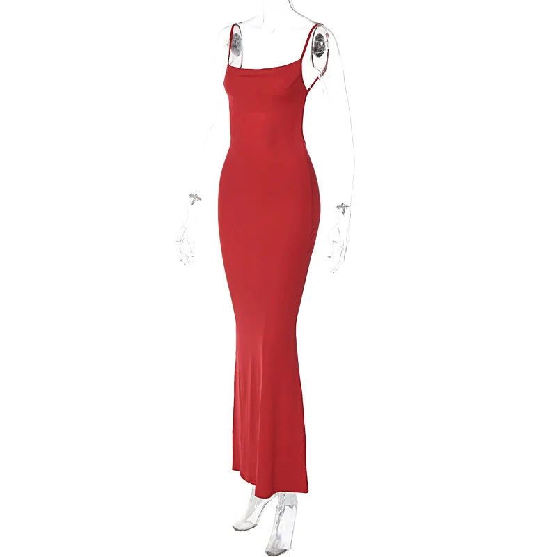 Solid Sleeveless Backless Elegant Sexy Bodycon Y2K Maxi Prom Dress - MERGE.DAY.1.FREESTYLE