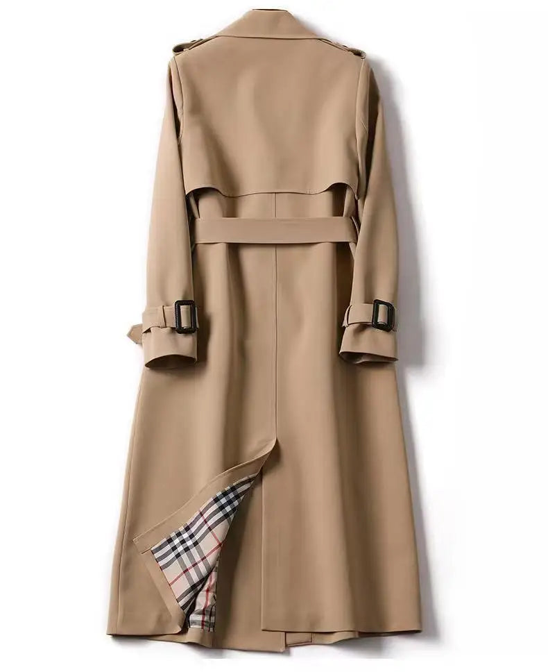 Elegant Long Windbreaker Korean Double Breasted Belt Dust Coat - MERGE.DAY.1.FREESTYLE