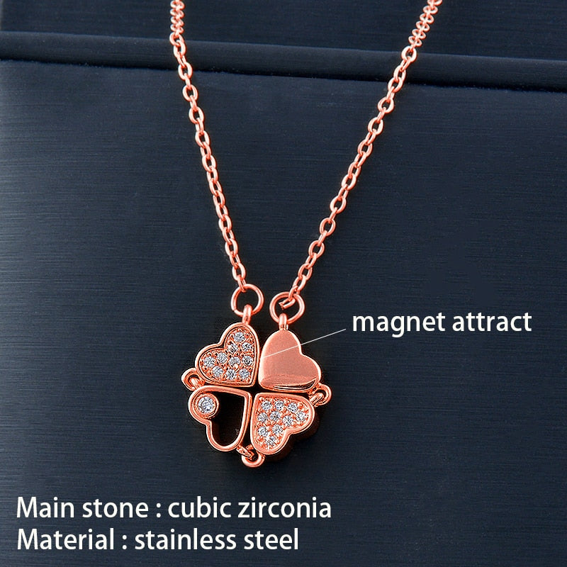 Trendy Flower Magnetic Attract Together Pendant Necklace - MERGE.DAY.1.FREESTYLE