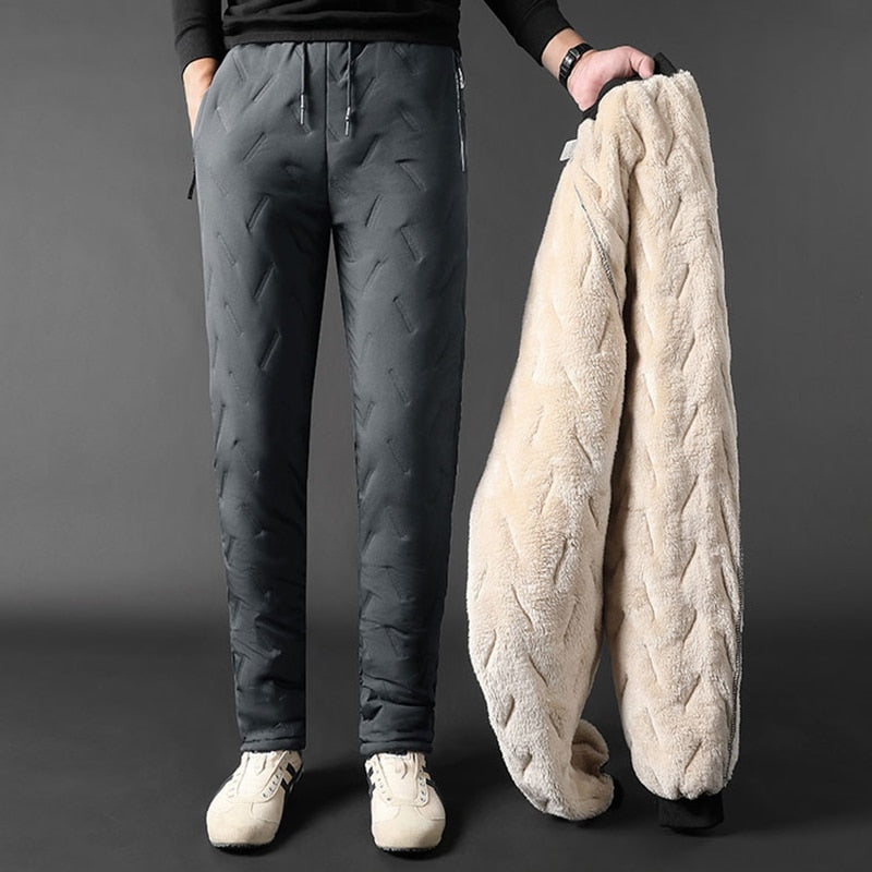 Winter Zip Pockets Thicken Fleece Sweatpants Joggers Water Proof Thermal Trousers - MERGE.DAY.1.FREESTYLE