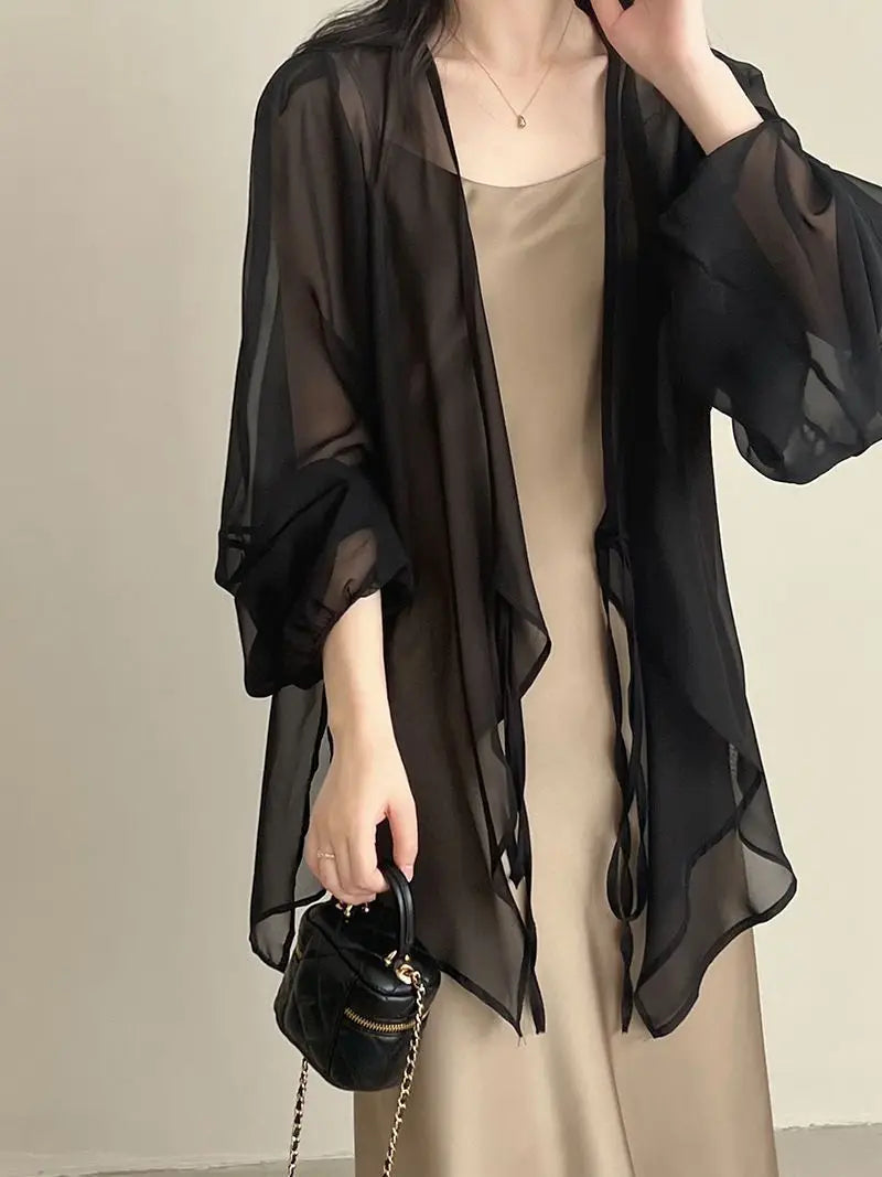 Women High Street Casual Lacing Button Cardigan Elegant All-match Top - MERGE.DAY.1.FREESTYLE