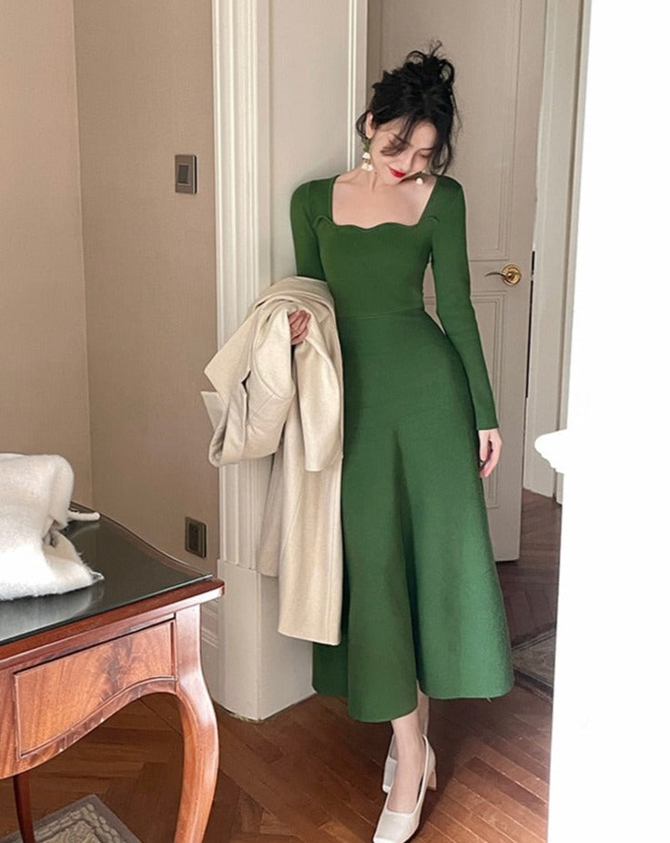 A-line Dress Women Full Sleeve Slim Waist Dress Autumn Winter - MERGE.DAY.1.FREESTYLE