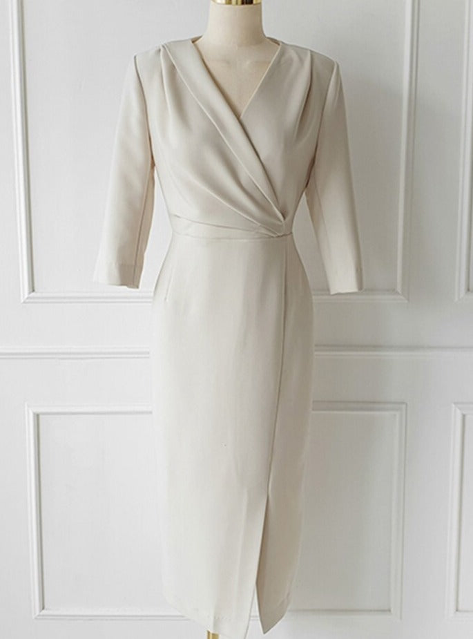Spring Autumn Vestidos Half Sleeve Belted Split Package Hip Dress Female - MERGE.DAY.1.FREESTYLE