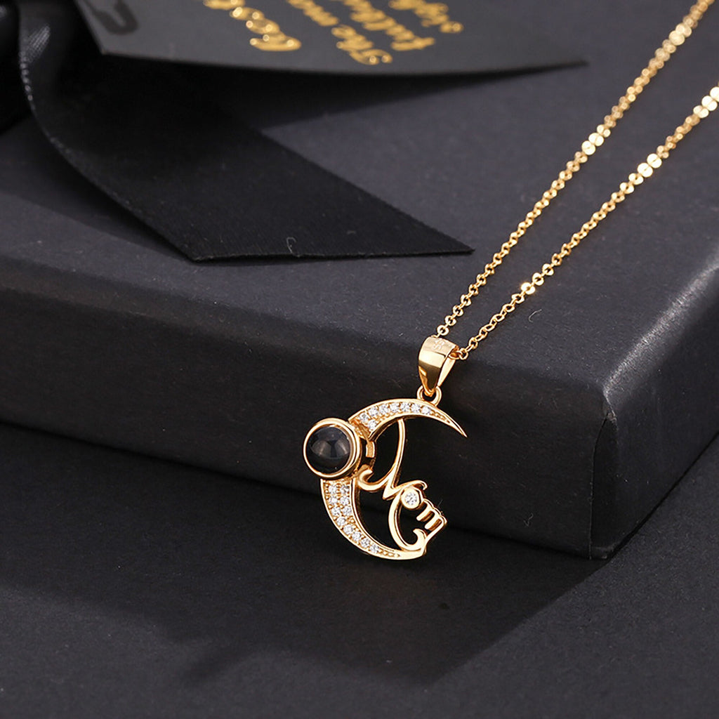 Customizable photo of the moon Projection Necklace Pendant Jewelry - MERGE.DAY.1.FREESTYLE