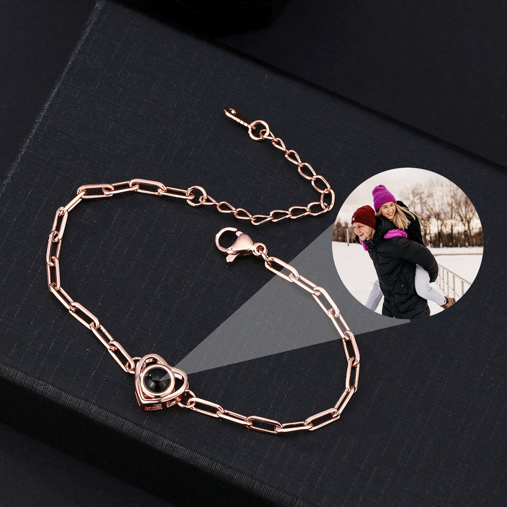 Customizable photo Projection Photo Bracelet-Heart Pendant Memorial Bracelet - MERGE.DAY.1.FREESTYLE