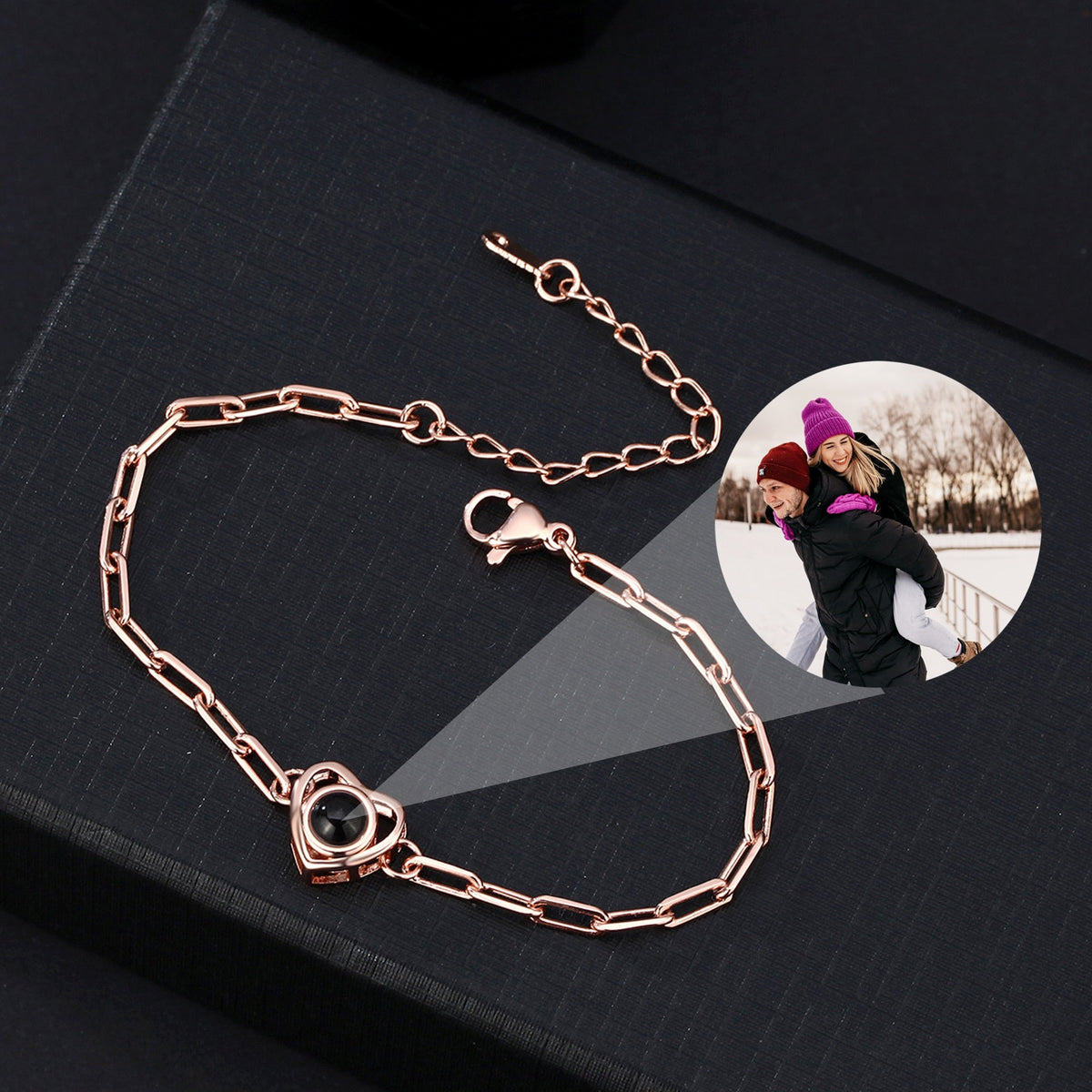 Customizable photo Projection Photo Bracelet-Heart Pendant Memorial Bracelet - MERGE.DAY.1.FREESTYLE
