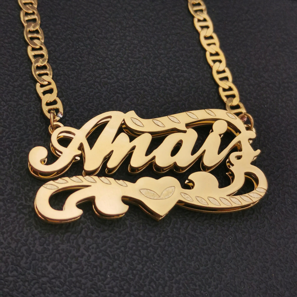 3D Double Plate Custom Nameplate Necklace Gold Plate Pendant Personalized Name Necklace - MERGE.DAY.1.FREESTYLE