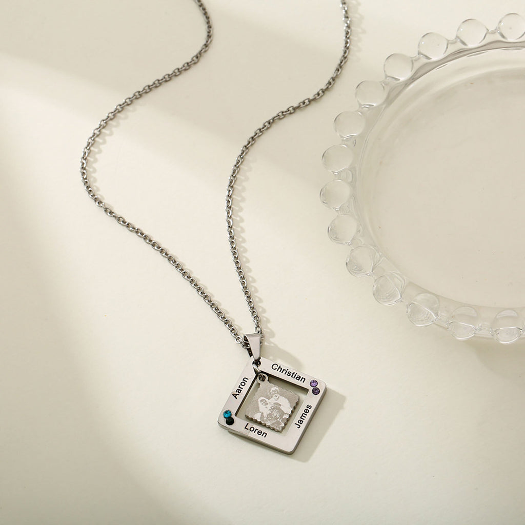 customized photos with birthstone Colorful 12 Birthstone Pendant Necklaces - MERGE.DAY.1.FREESTYLE