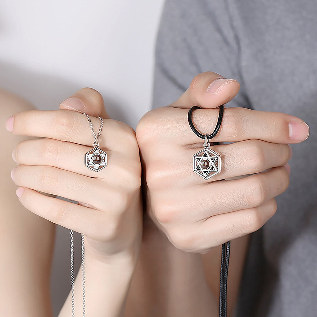 Six Stars Couple with Customized Photos Projection Necklace Pendant Jewelry - MERGE.DAY.1.FREESTYLE