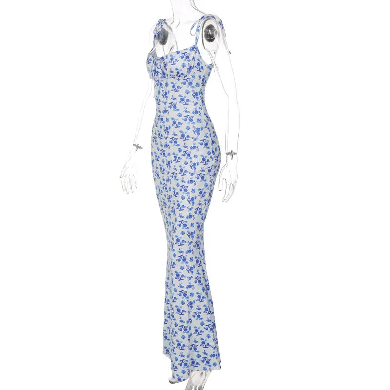Elegant Floral Beach Vacation Bodycon Streetwear Long Dress - MERGE.DAY.1.FREESTYLE