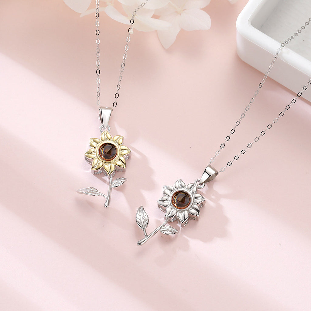 Custom SunFlower Projection Necklace Personalized Lover Keepsake Jewelry - MERGE.DAY.1.FREESTYLE