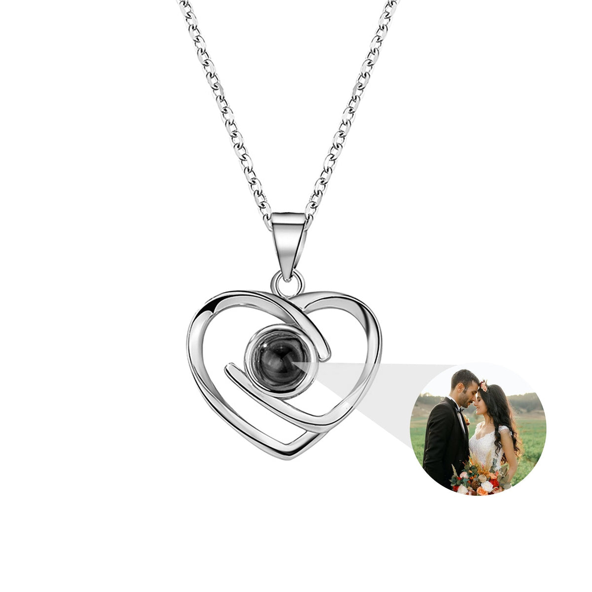 Customizable Photo Ladies Personality Heart Necklace With Silver Material Valentine's Day Christmas Gift With Romantic Gift - MERGE.DAY.1.FREESTYLE