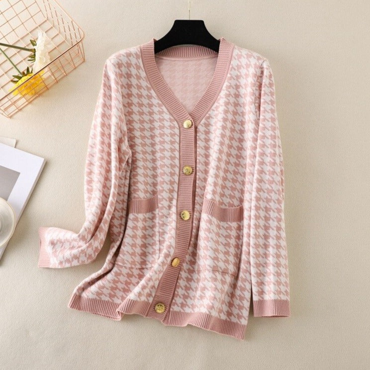 V-neck Striped Cardigans Sweaters Long Sleeve Loose Knitted Open Stitch Outwear - MERGE.DAY.1.FREESTYLE
