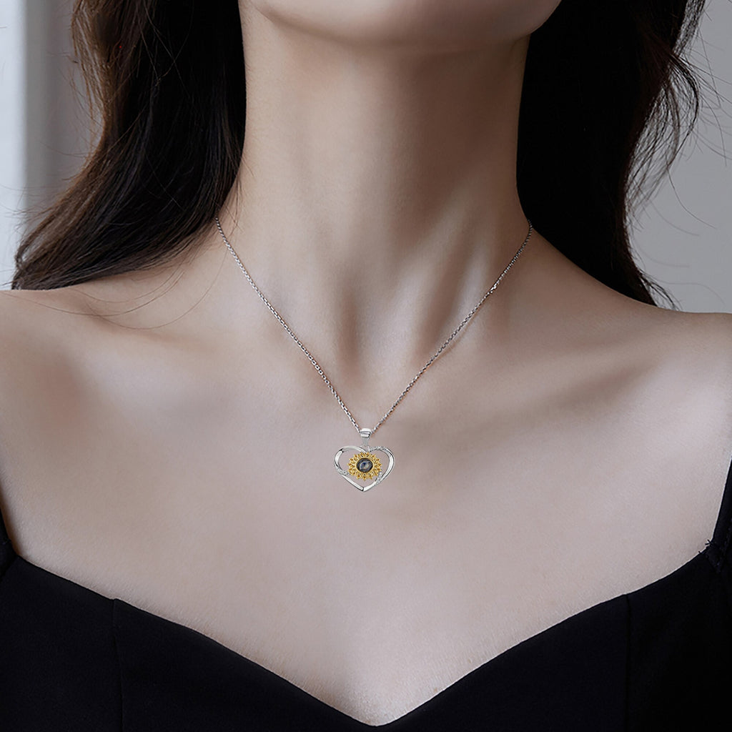 Love sunflower with customized photos Photo Projection Necklace Key Chain Jewelry - MERGE.DAY.1.FREESTYLE
