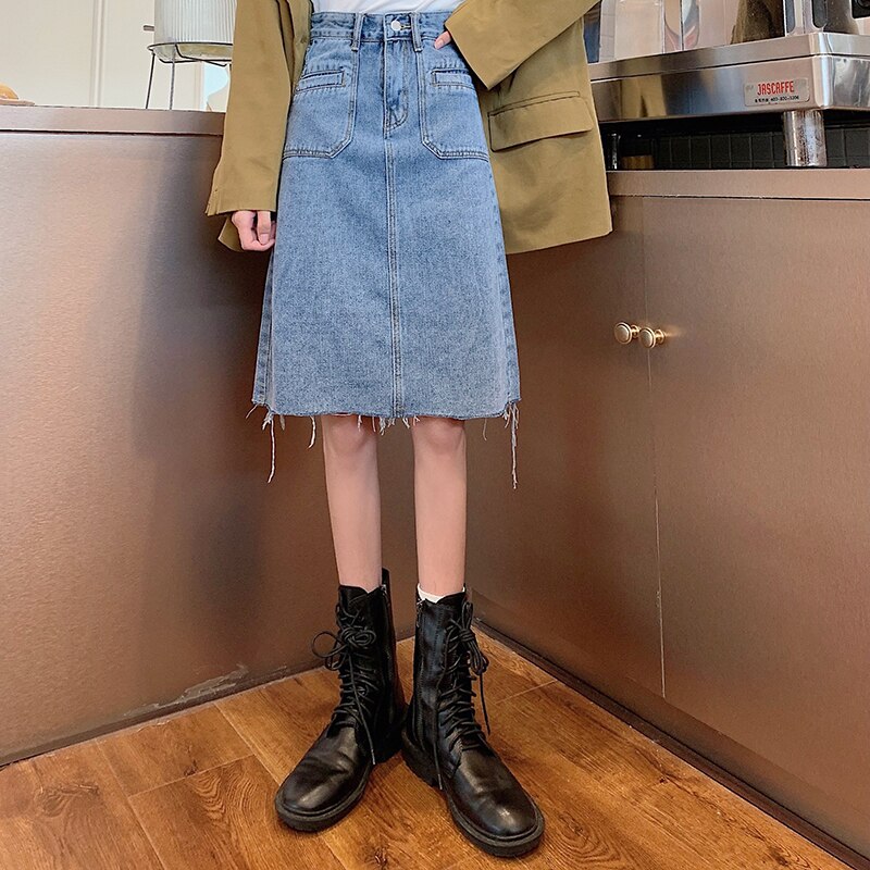 Spring Summer High Waist Denim Skirts Women Casual A-line Zipper Jeans - MERGE.DAY.1.FREESTYLE