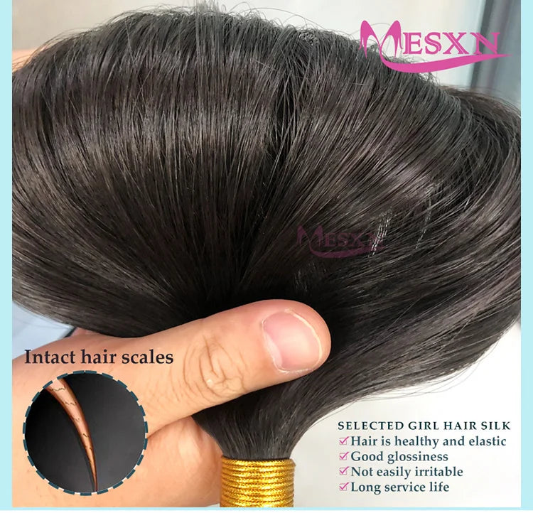 MESXN High Quality Flat Tip Hair Extensions 100% Really Human Fusion Hair Extensions Brown Blonde Color Thickening Of Roots - MERGE.DAY.1.FREESTYLE