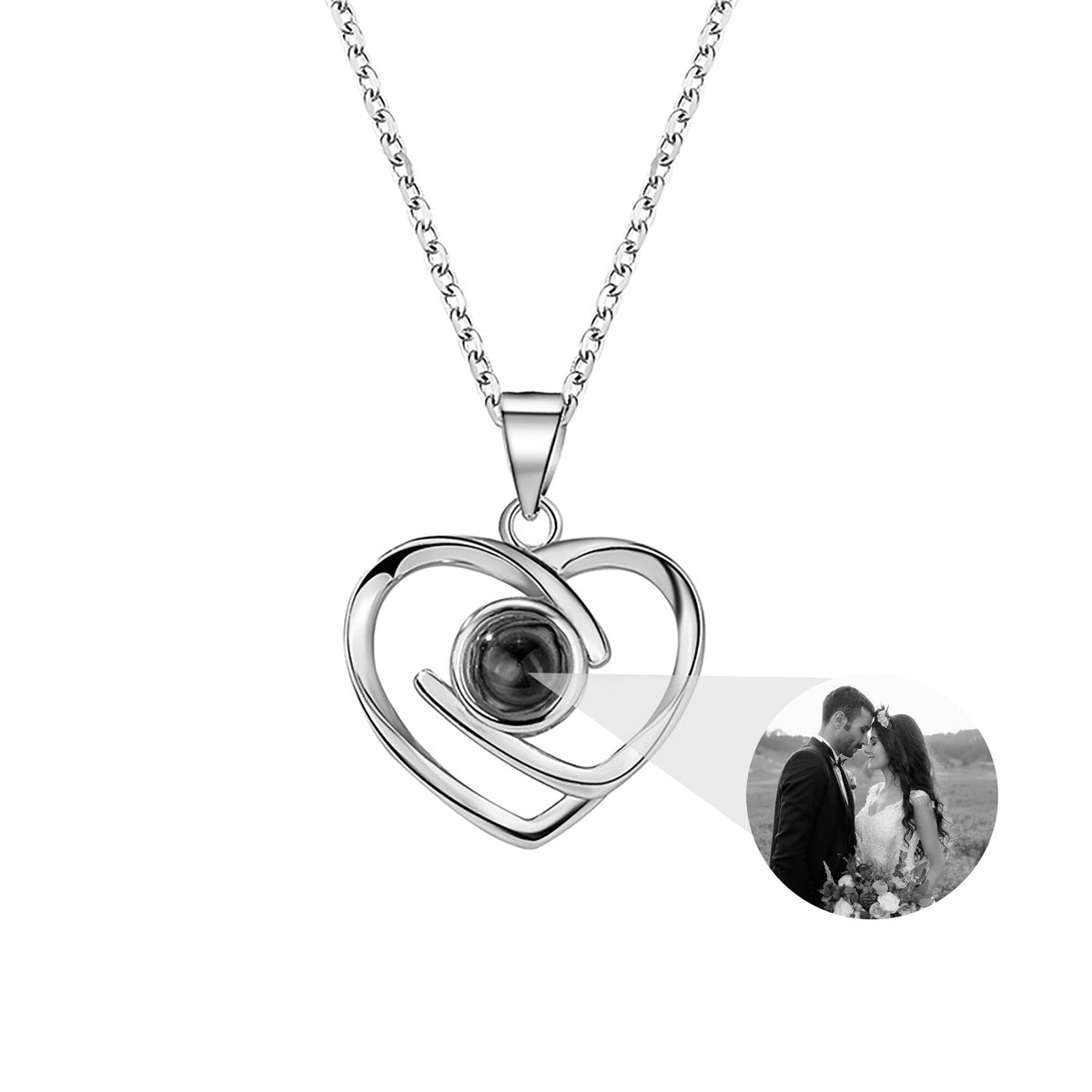 Customizable Photo Ladies Personality Heart Necklace With Silver Material Valentine's Day Christmas Gift With Romantic Gift - MERGE.DAY.1.FREESTYLE