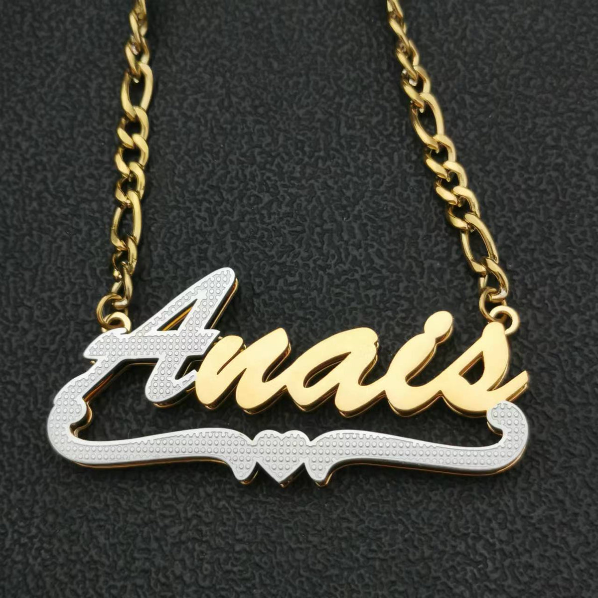 3D Double Plate Custom Nameplate Necklace Gold Plate Pendant Personalized Name Necklace - MERGE.DAY.1.FREESTYLE