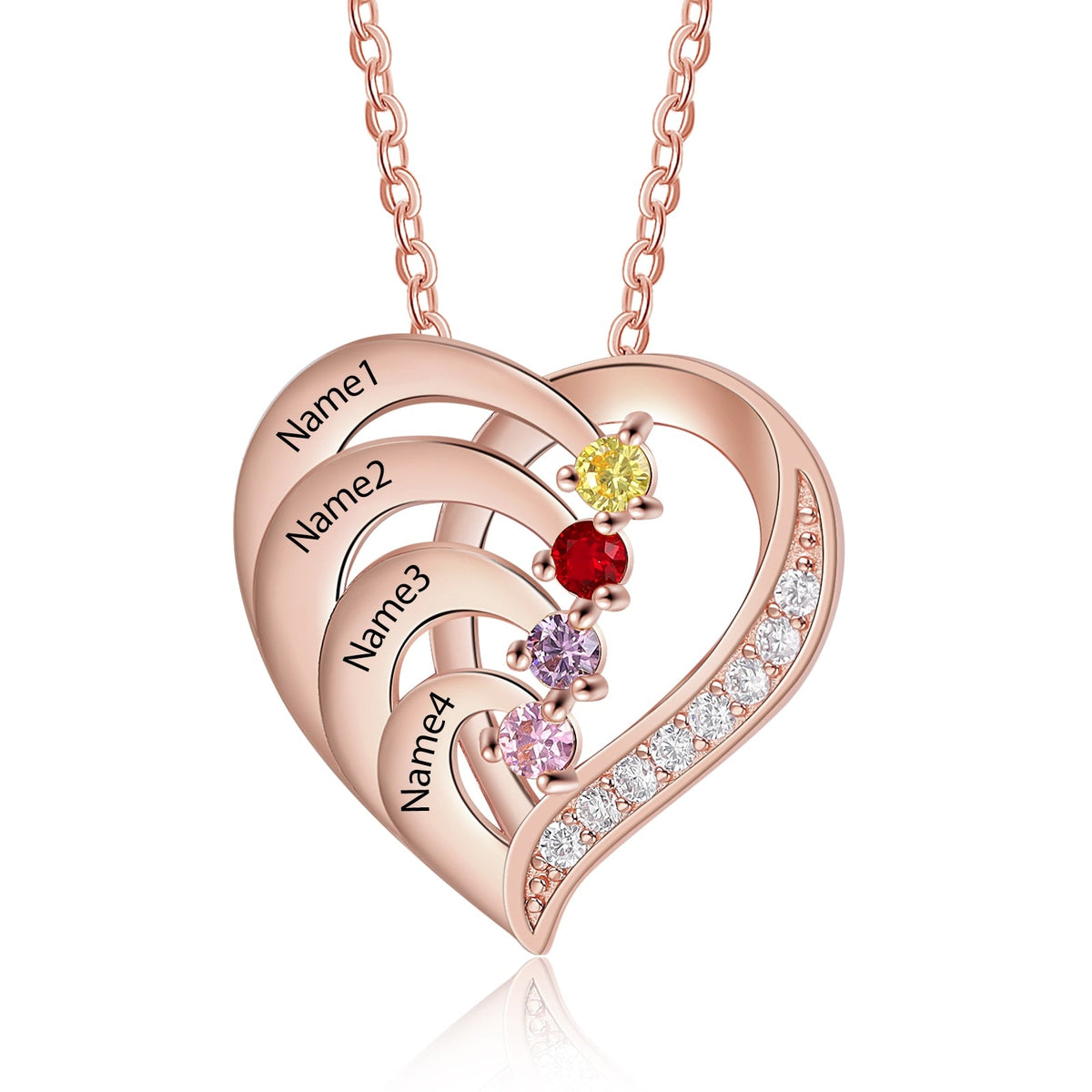 Family Name Heart Necklaces for Women Birthstone Engraving Necklace - MERGE.DAY.1.FREESTYLE