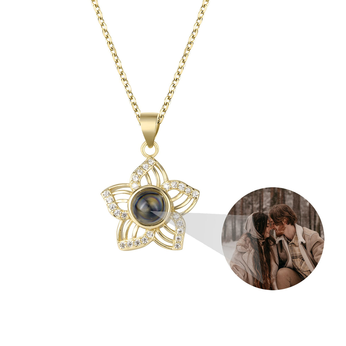 Customized Crystal Flower Photo Projection Pendant Necklace Personalized - MERGE.DAY.1.FREESTYLE