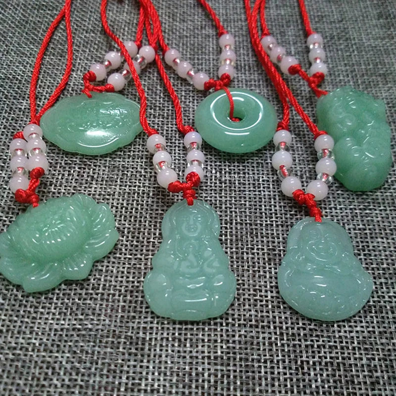 Buddhist Woven Necklace Lotus Guanyin jade Buddha Pendant Long Life Lock Pendant Lucky Necklace - MERGE.DAY.1.FREESTYLE