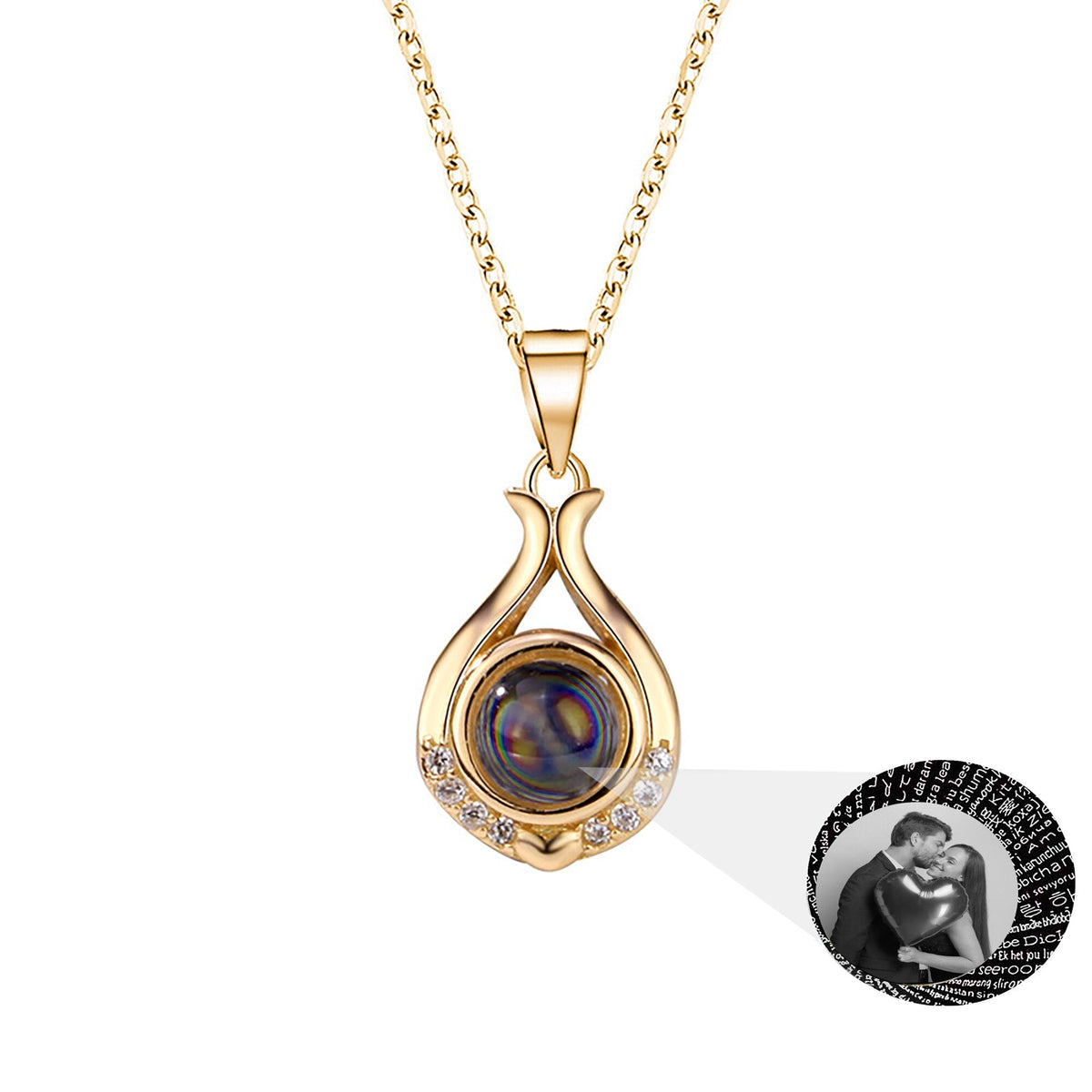Valentine's Day Gift Photo Custom Simple flower Shaped Projection Necklace - MERGE.DAY.1.FREESTYLE