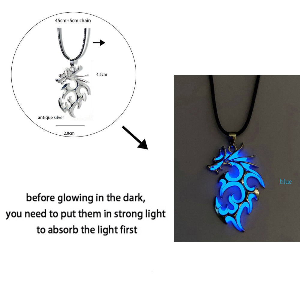 Luminous Dragon Necklace Glowing Night Fluorescence Silver Plated Glow In The Dark Necklace - MERGE.DAY.1.FREESTYLE