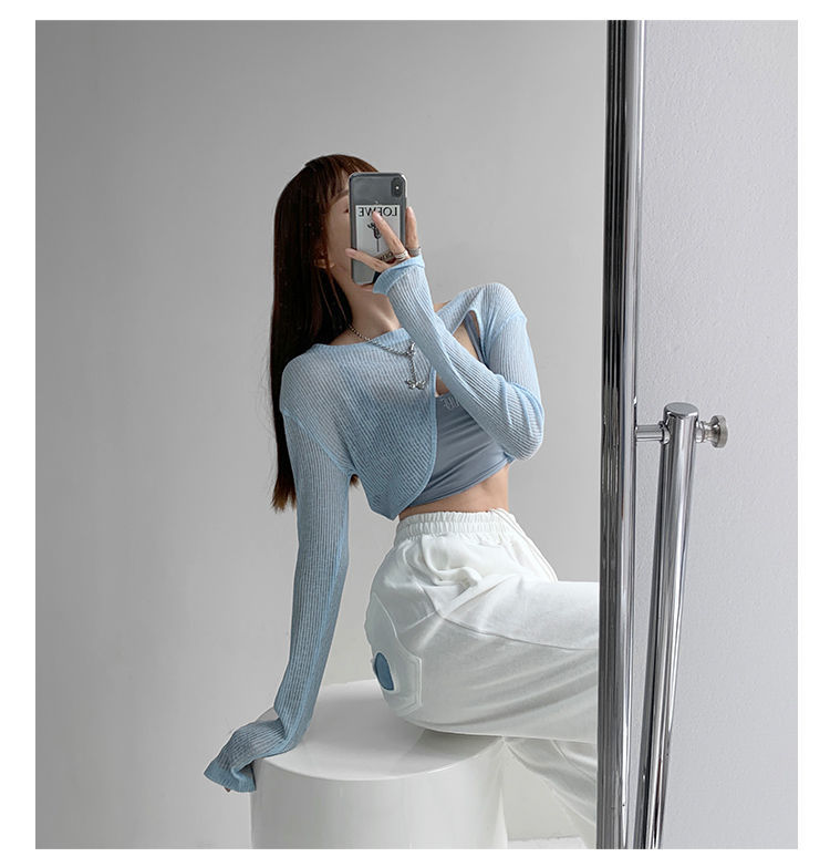 Hollow Smock T Shirt Women Summer Thin Irregular Long Sleeve Knitted - MERGE.DAY.1.FREESTYLE