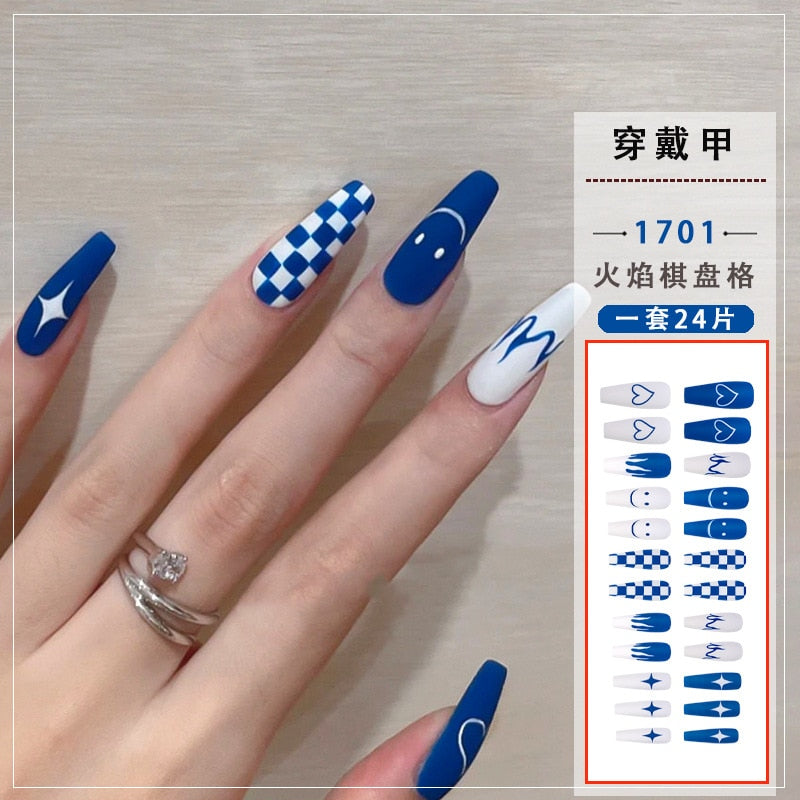 24Pcs/Box Charming Pink Flame Short Fake Nails press on Square Head Full Cover Detachable - MERGE.DAY.1.FREESTYLE