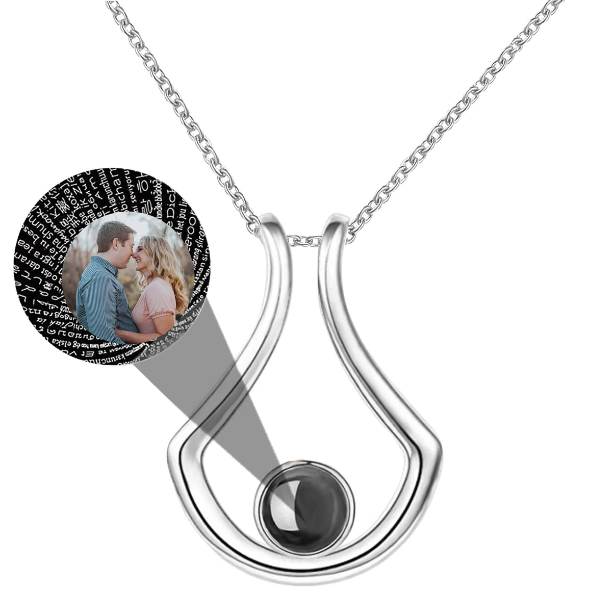 Custom Geometric Bracket Curved Projection Necklace Personalized Color Photo - MERGE.DAY.1.FREESTYLE