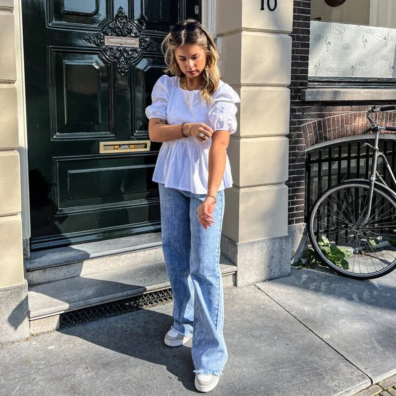 Fashion Backless Short Sleeve Shirts For Women Casual Back Lace Up Tops - MERGE.DAY.1.FREESTYLE