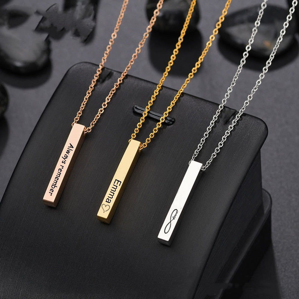 Custom Necklace Bar Engraved Name Text Bangle Cuff Jewelry - MERGE.DAY.1.FREESTYLE