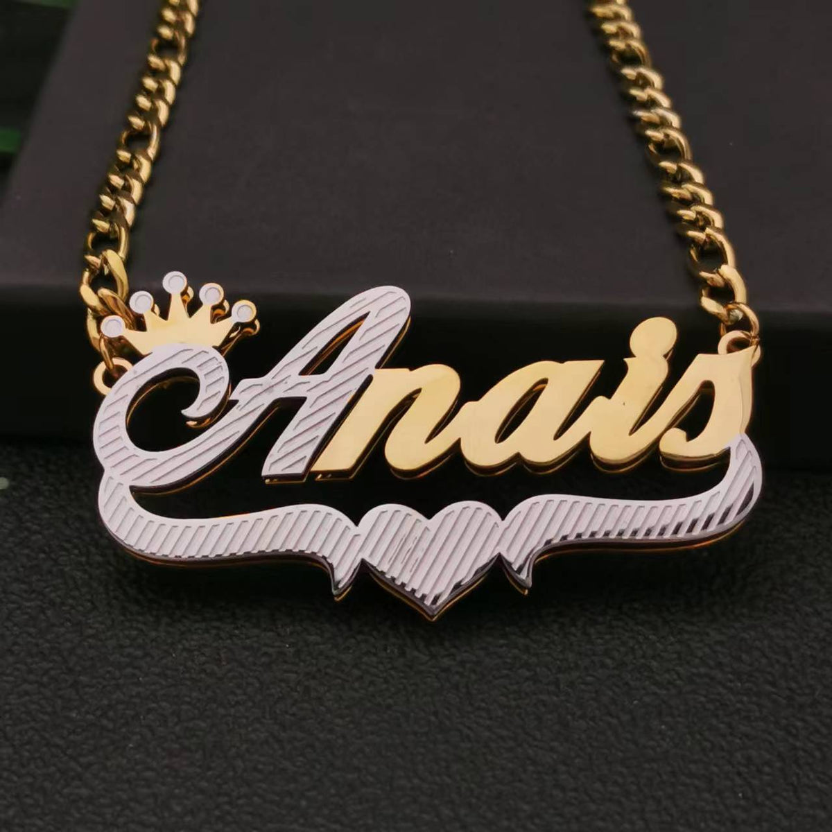 3D Double Plate Custom Nameplate Necklace Gold Plate Pendant Personalized Name Necklace - MERGE.DAY.1.FREESTYLE