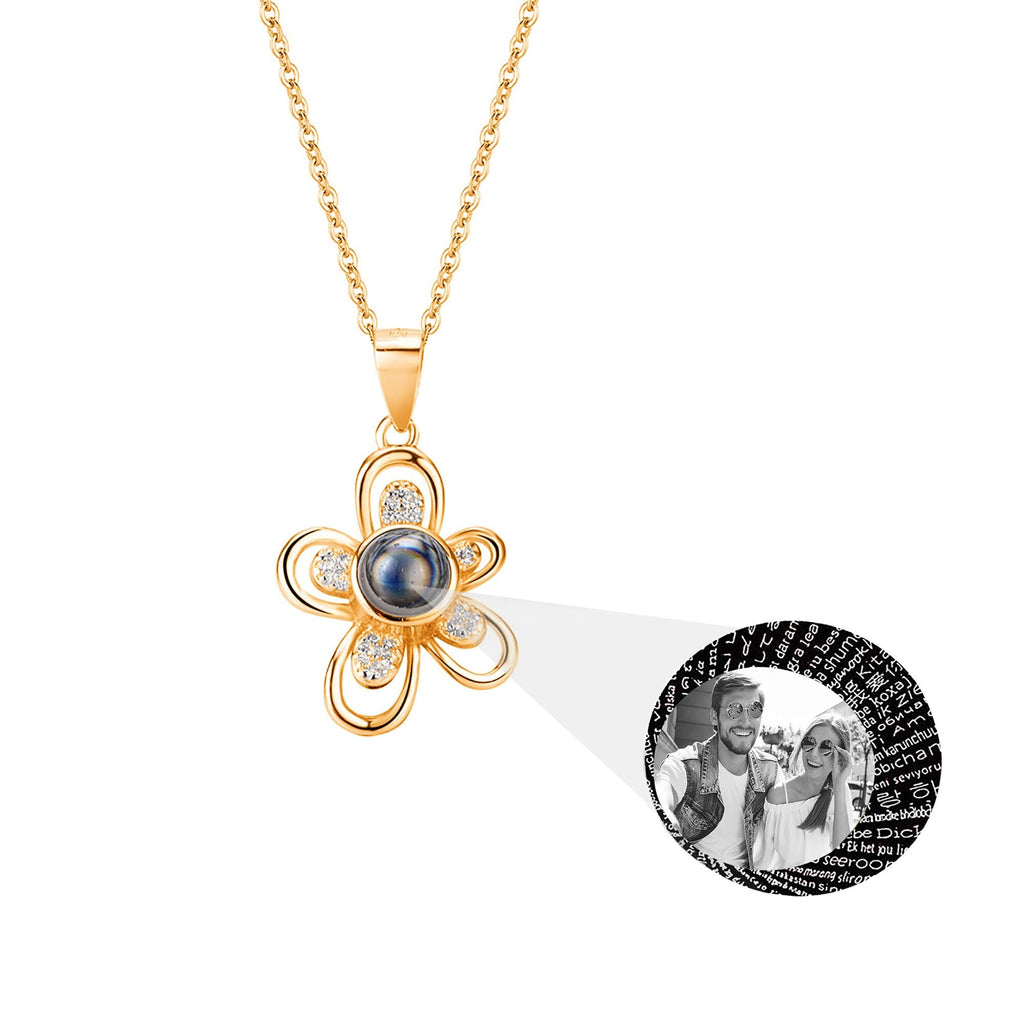 Flowers that can be customized for photos Projection Necklace Pendant Jewelry - MERGE.DAY.1.FREESTYLE