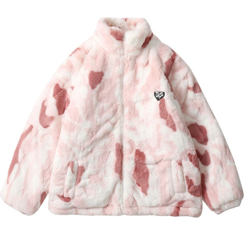 Parkas Winter Jacket Streetwear Tie Dye Fuzzy Fluffy Thicken Warm Padded Coats - MERGE.DAY.1.FREESTYLE