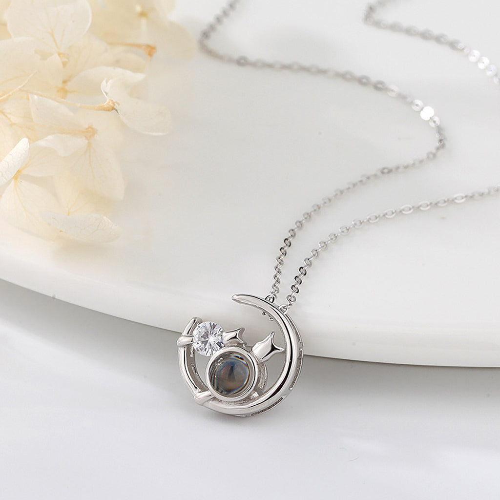 Moon Cat with customizable photos Projection Necklace Pendant Jewelry - MERGE.DAY.1.FREESTYLE