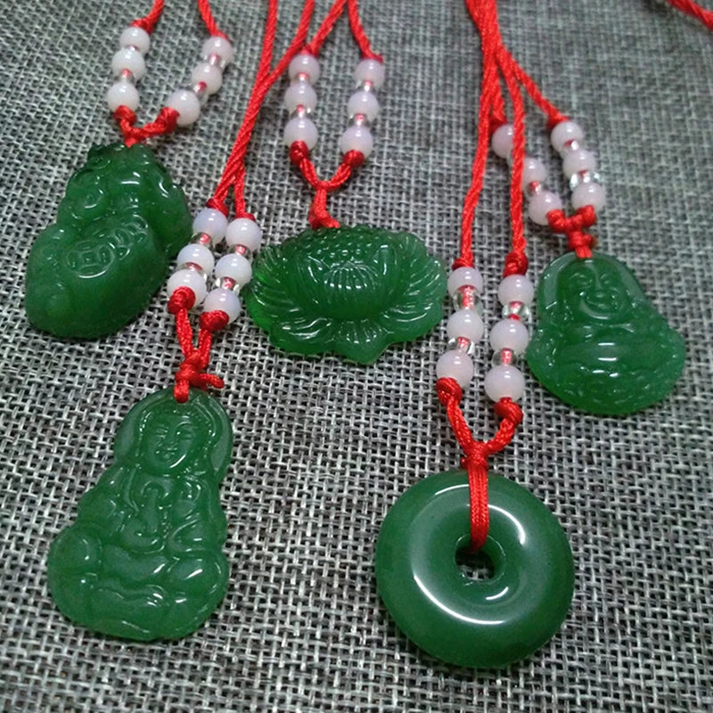 Buddhist Woven Necklace Lotus Guanyin jade Buddha Pendant Long Life Lock Pendant Lucky Necklace - MERGE.DAY.1.FREESTYLE
