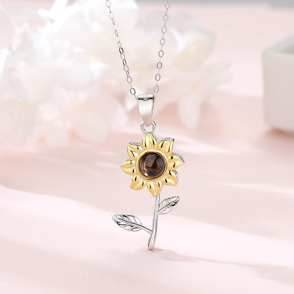Custom SunFlower Projection Necklace Personalized Lover Keepsake Jewelry - MERGE.DAY.1.FREESTYLE